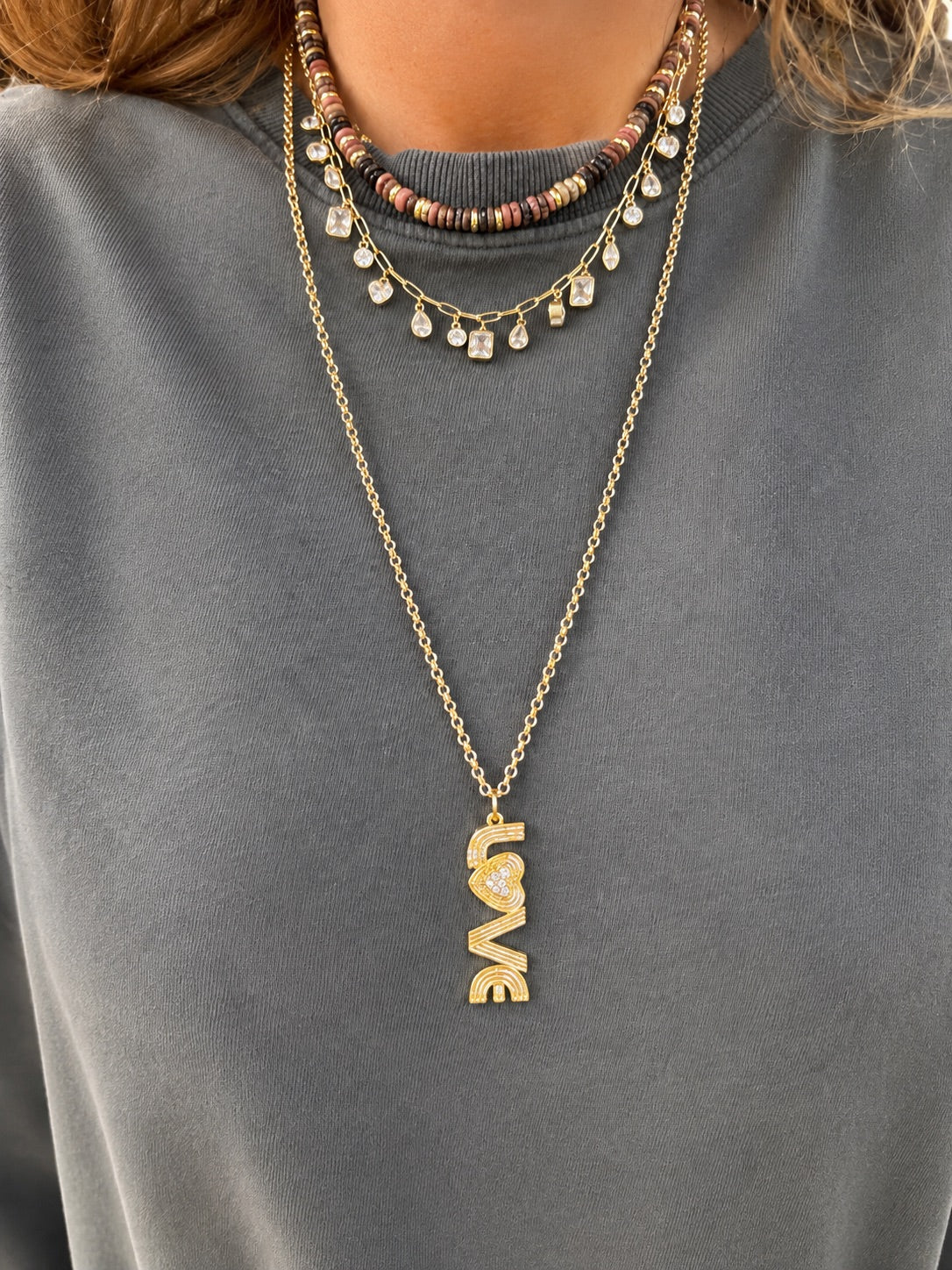 Cascade Bezel Stone Necklace